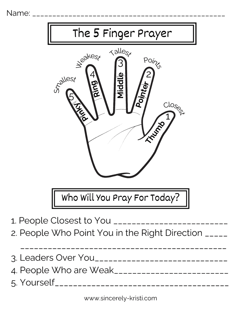 the five finger prayer method free printables included the five finger prayer method free printables included