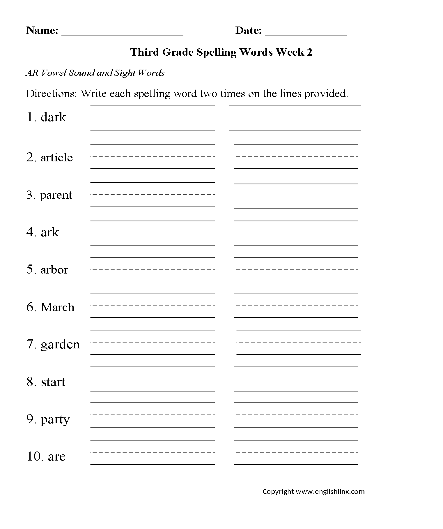 Third Grade Spelling Worksheets Printable Word Lists amp Practice Third Grade Spelling Worksheets Printable Word Lists amp Practice