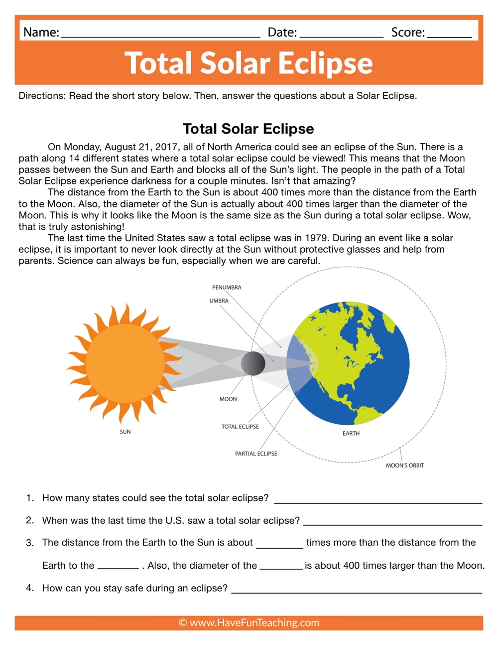 Free Printable Solar Eclipse Worksheets Free Printable Solar Eclipse Worksheets