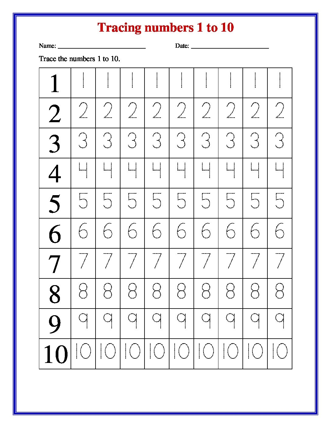 Printable Tracing Numbers Worksheets Printable Tracing Numbers Worksheets