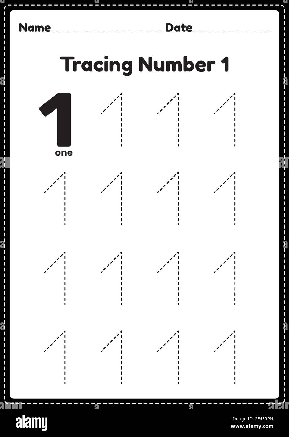 Tracing Number 1 Worksheet For Kindergarten And Preschool Kids For Tracing Number 1 Worksheet For Kindergarten And Preschool Kids For