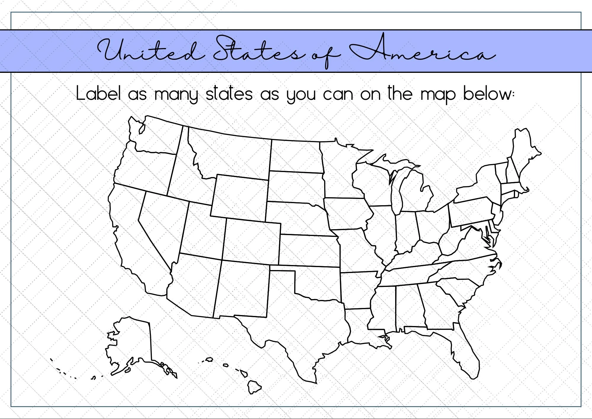 U S Map Labeling Worksheet Practice Identifying All 50 States U S Map Labeling Worksheet Practice Identifying All 50 States