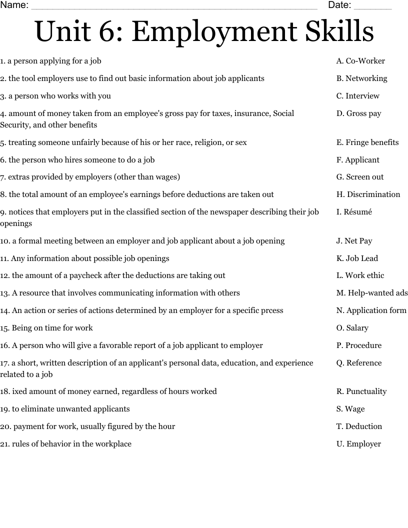 Free Printable Job Skills Worksheets Free Printable Job Skills Worksheets