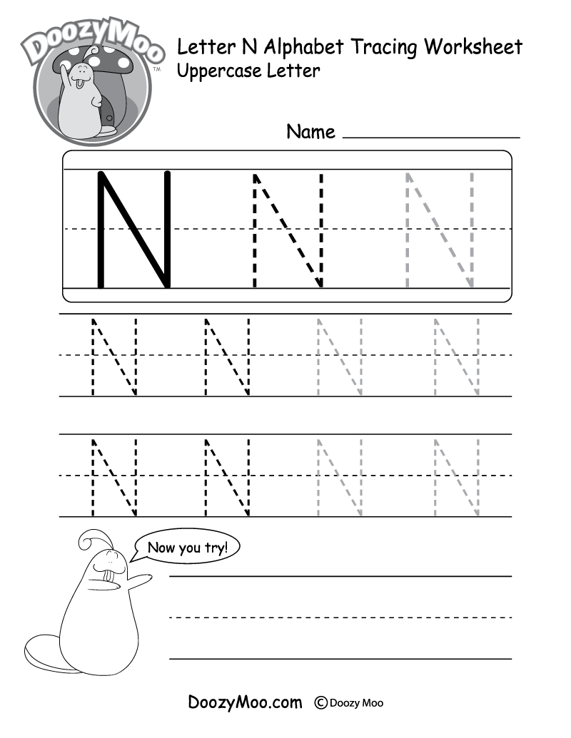 Uppercase Letter N Tracing Worksheet Doozy Moo Uppercase Letter N Tracing Worksheet Doozy Moo