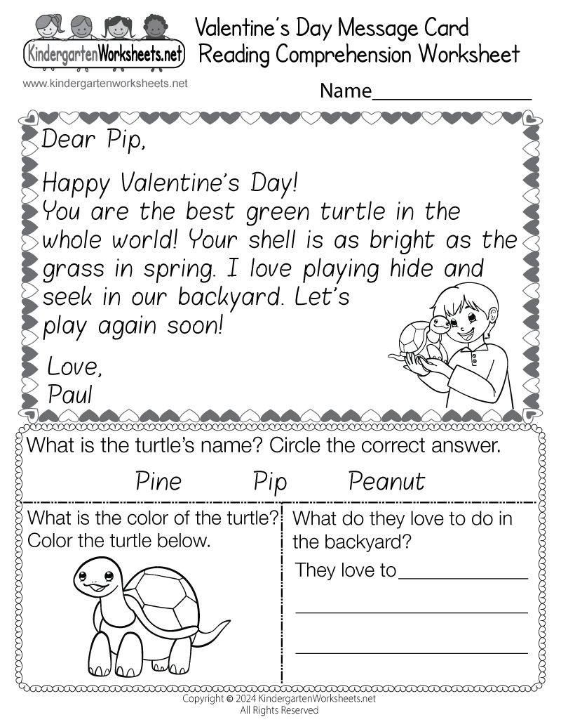 valentine s day reading comprehension worksheet free printable valentine s day reading comprehension worksheet free printable