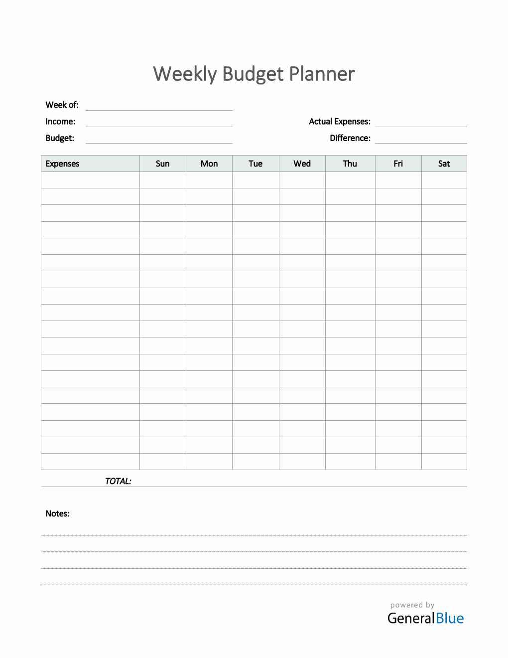 Weekly Budget Planner In PDF Printable Weekly Budget Planner In PDF Printable