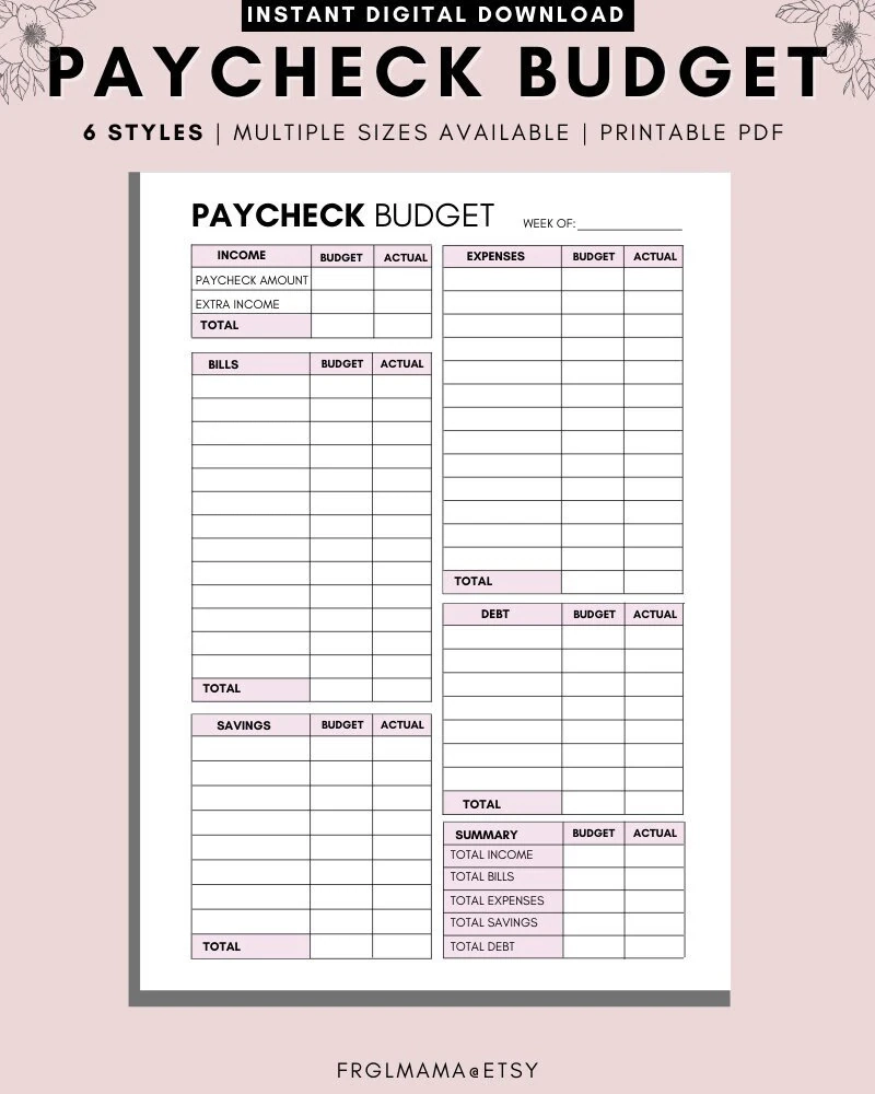 Weekly Paycheck Budget Printable A4 A5 Letter PDF Etsy Weekly Paycheck Budget Printable A4 A5 Letter PDF Etsy
