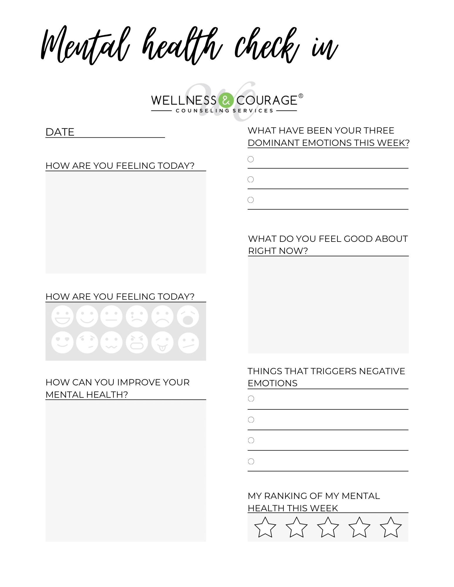 Wellness amp Courage Self Guided Worksheets Wellness amp Courage Wellness amp Courage Self Guided Worksheets Wellness amp Courage