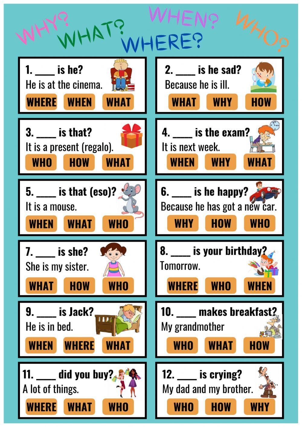 WH question Wor Free Interactive Worksheets 276562 WH question Wor Free Interactive Worksheets 276562