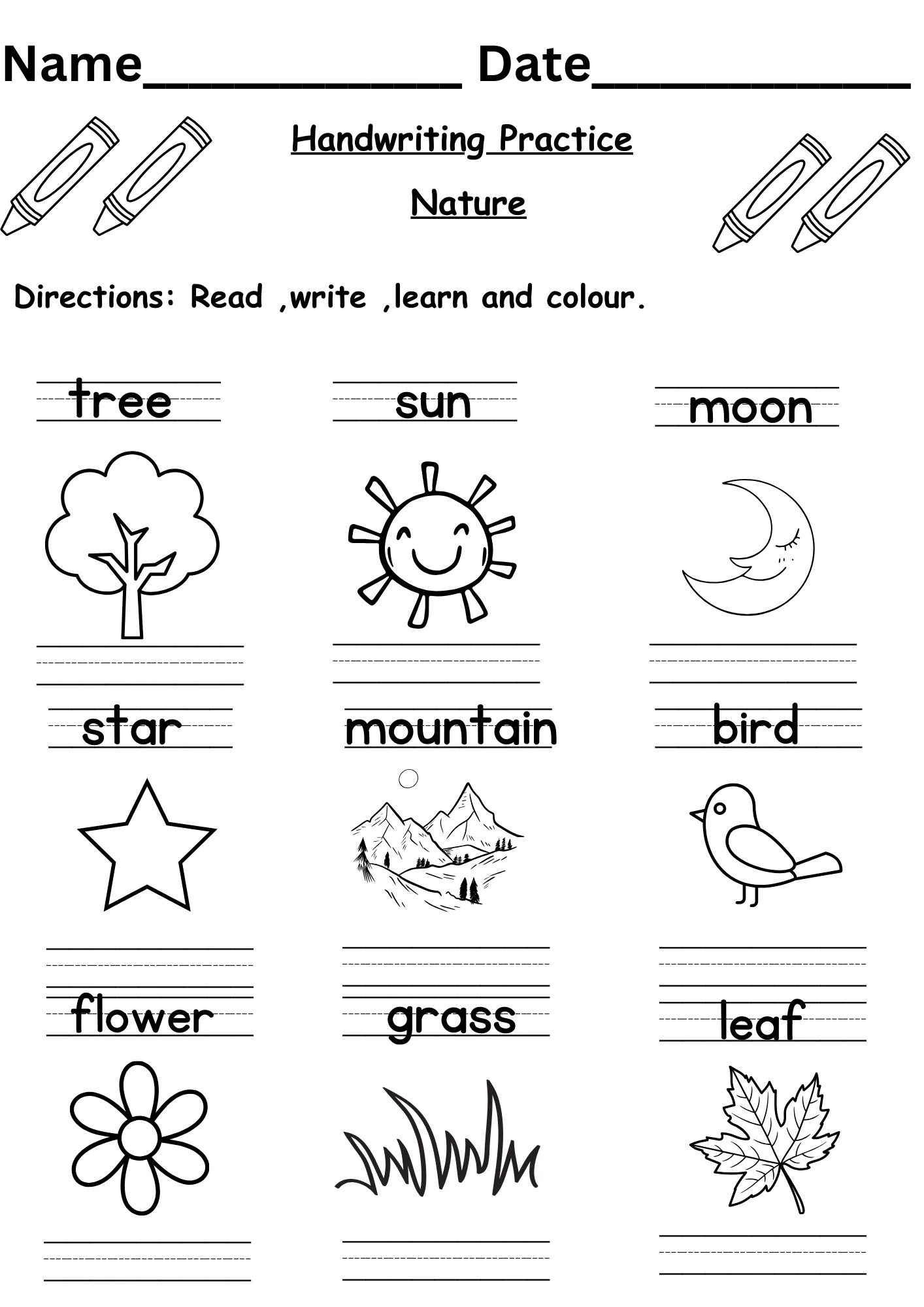 Printable Writing Worksheets For Kindergarten Printable Writing Worksheets For Kindergarten